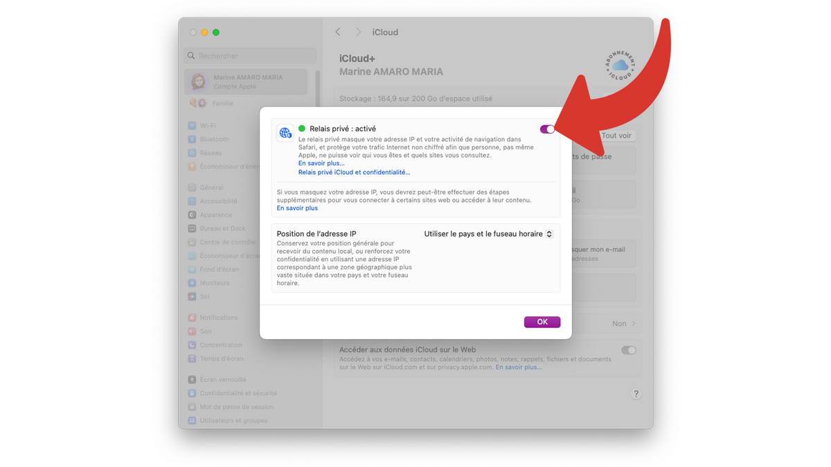 Activer le Relais privé iCloud sur Mac © Clubic