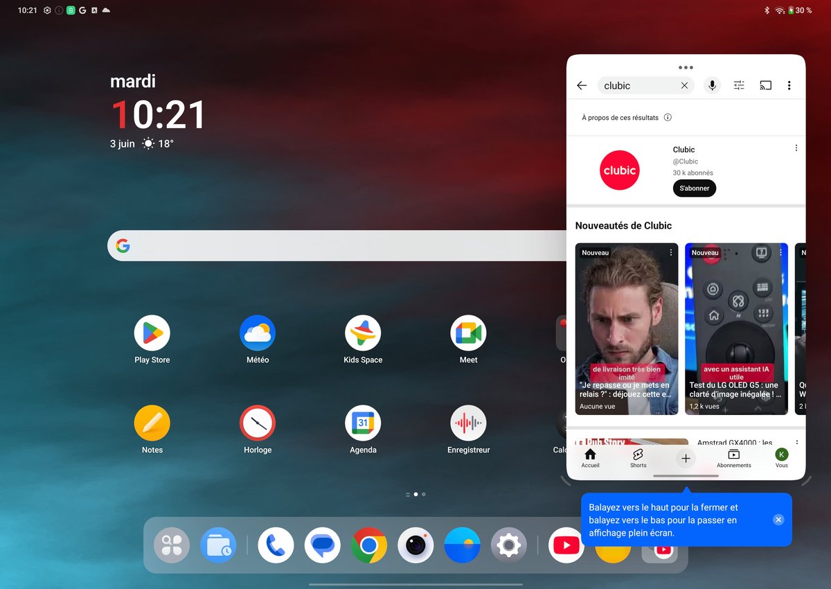 OnePlus Pad 3 fenêtre flottante