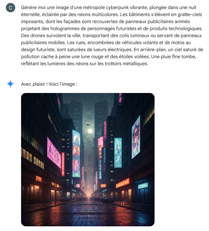  Cela s'améliore un peu si on allonge le prompt, mais ce n'est pas encore spectaculaire. © Capture d'écran / Gemini
