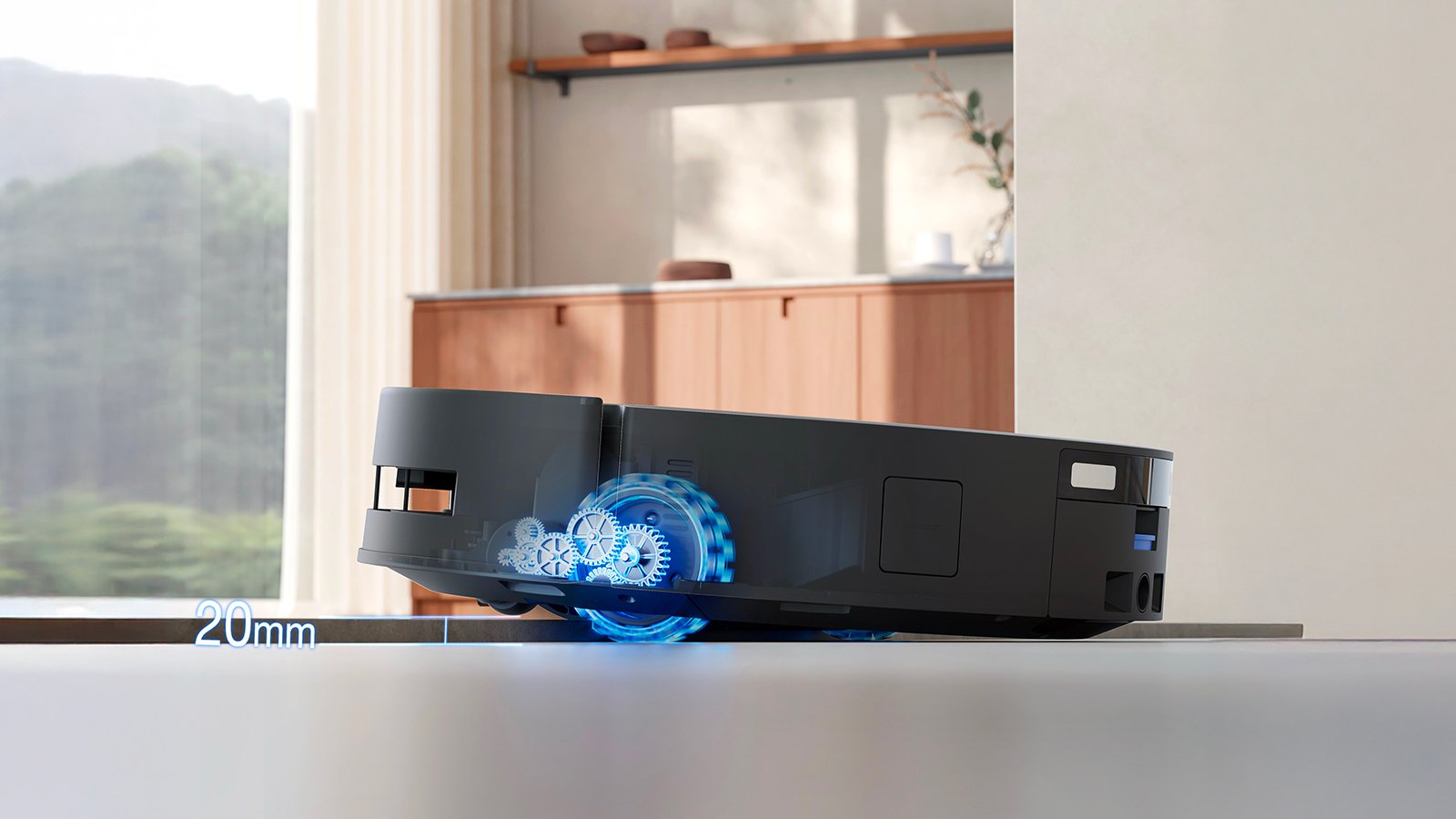 Grâce à la technologie ZeroTangle 3.0, les brosses évitent l’enroulement des poils pour un nettoyage régulier et sans corvée, idéal avec des animaux. ©Ecovacs