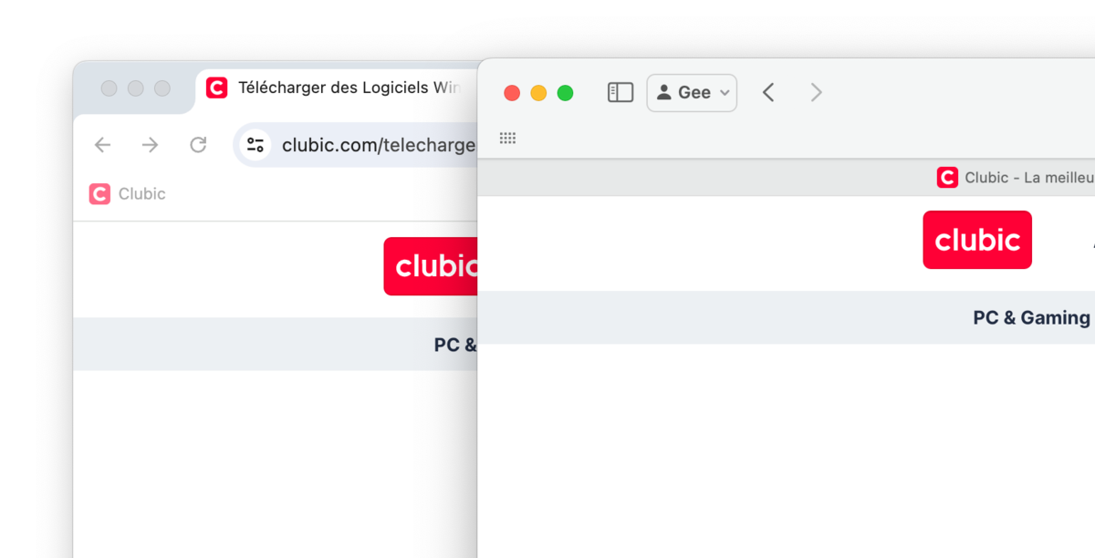 Gauche : Chrome | Droite : Safari mode normal + barre favoris