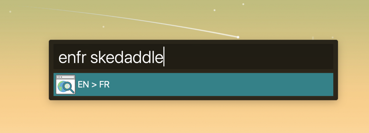 Alfred App : activation d'une recherche personnalisée avec un mot-clé, ici la traduction d'un mot anglais