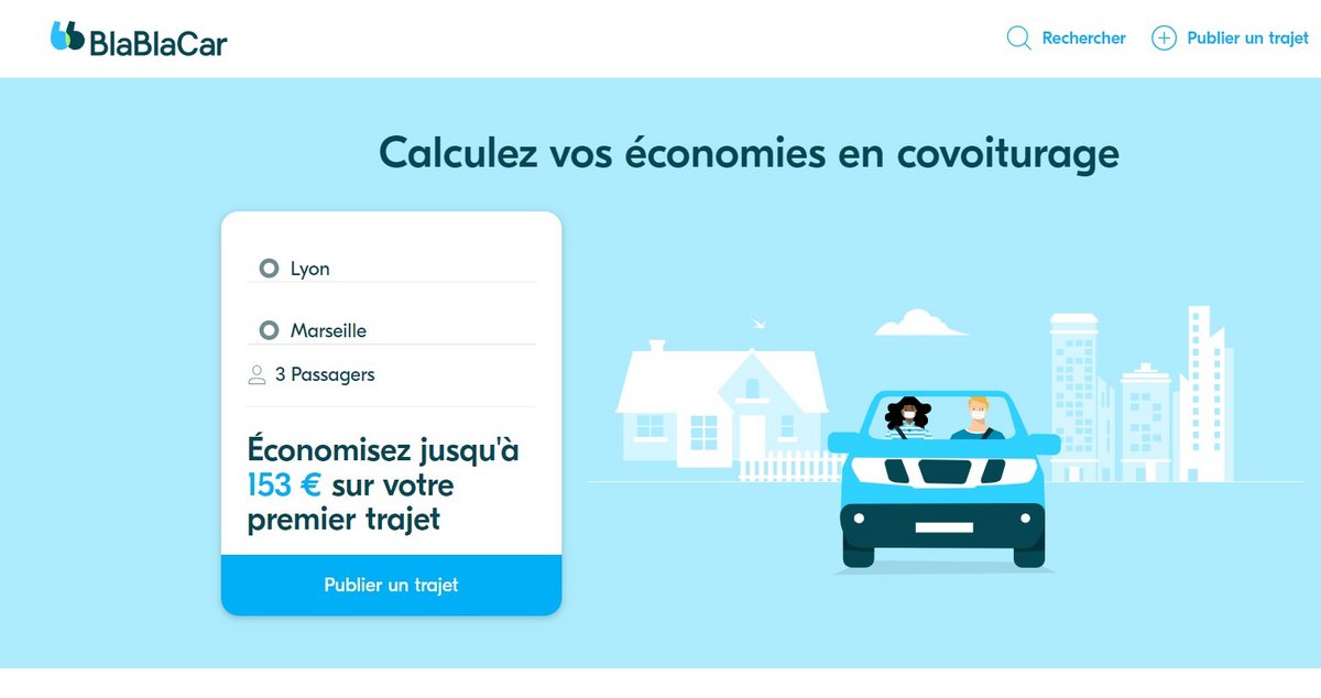 Capture d'écran par © Clubic du calculateur de BlaBlaCar 