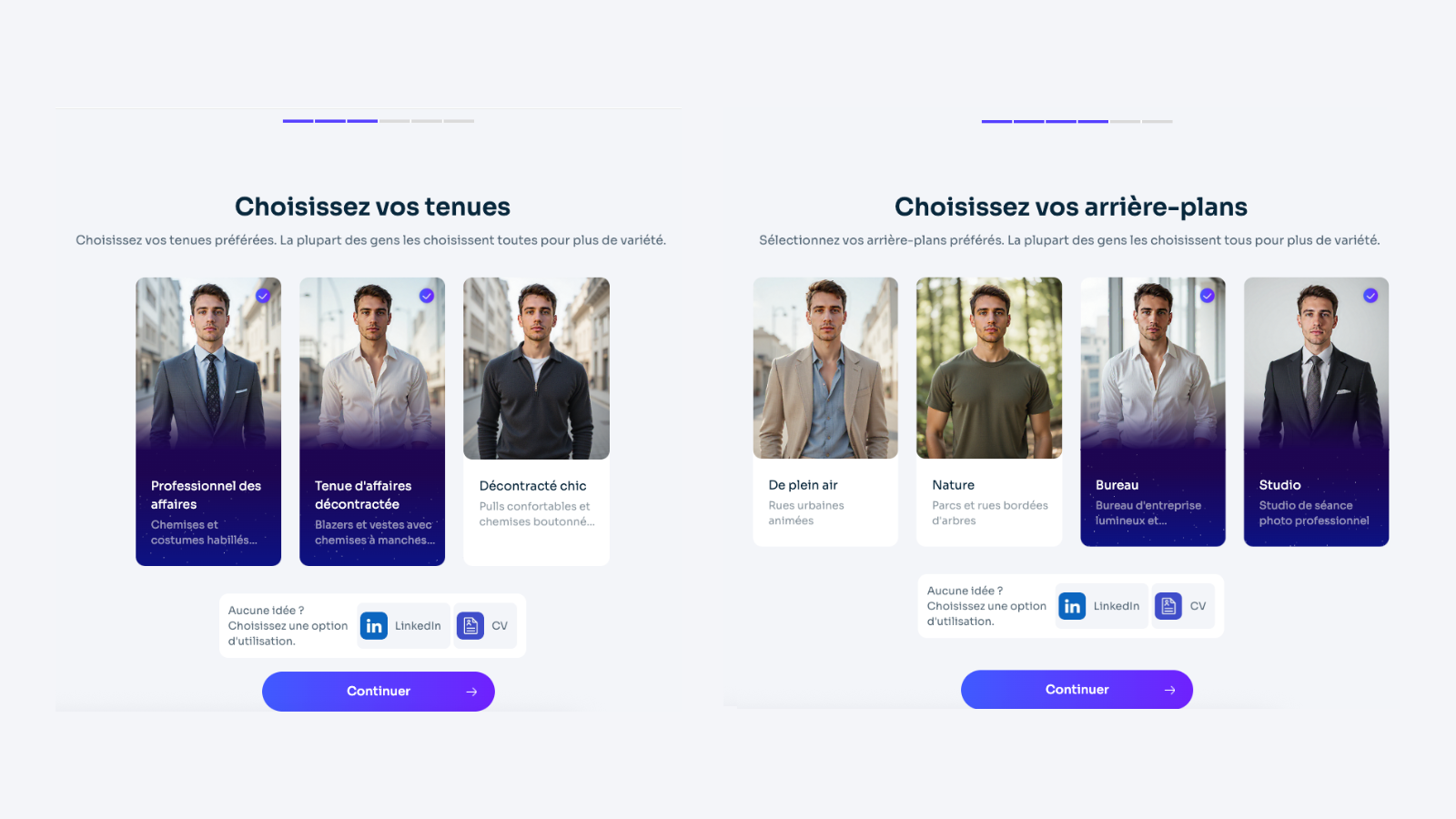 Choisissez vos tenues et vos arrières plans © AIEase