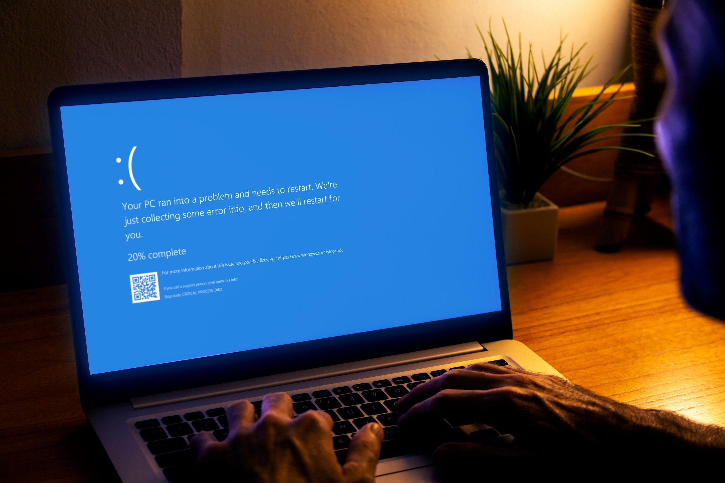 L'écran blanc de la mort s'affiche sur un ordinateur portable équipé de Windows © Alex Photo Stock / Shutterstock