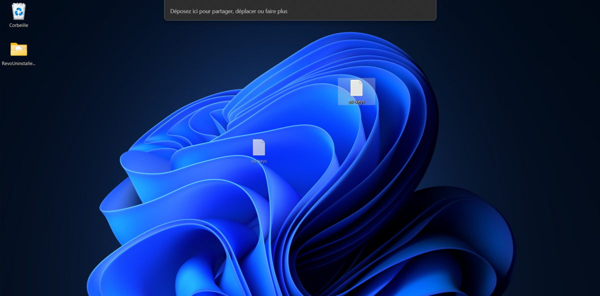 L'interface de partage de fichier par glisser-déposer apparaît systématiquement, même si vous comptez seulement réorganiser votre bureau. Pénible. © Clubic