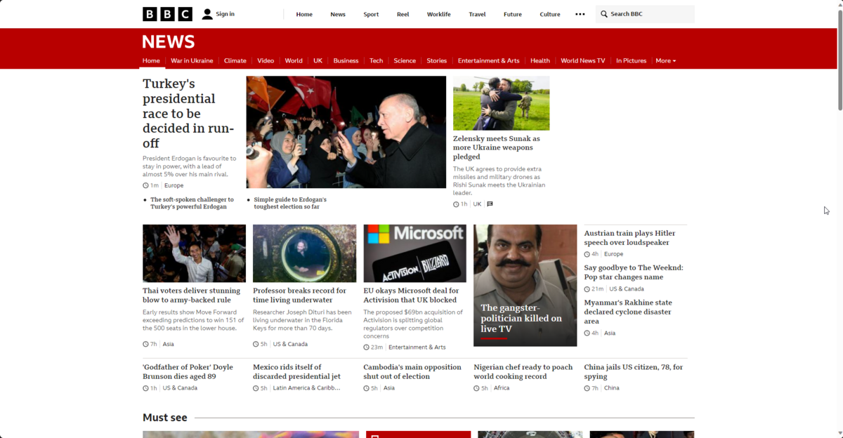 BBC News screen