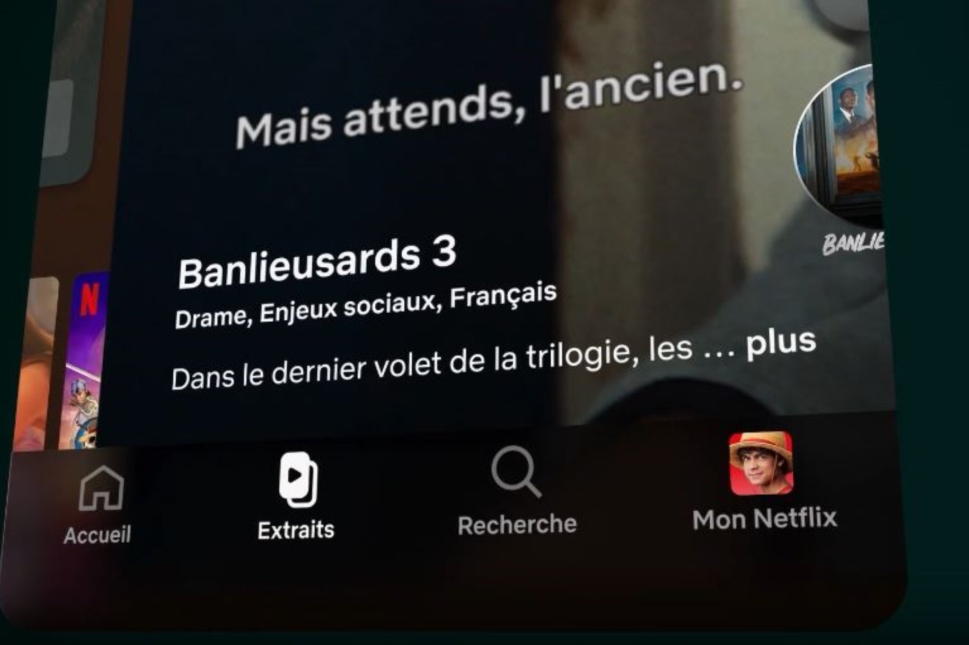 Avec Extraits, Netflix veut nous offrir un aperçu personnalisé pour choisir nos prochains contenus en un clin d'œil. ©Netflix