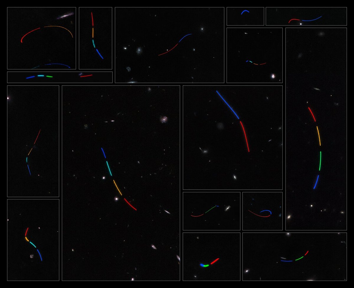 Trajectoires variées pour les astéroïdes qui forment les "traits" sur les poses longues du télescope orbital... © ESA/Hubble & NASA, S. Kruk (ESA/ESTEC), Hubble Asteroid Hunter citizen science team, M. Zamani (ESA/Hubble)