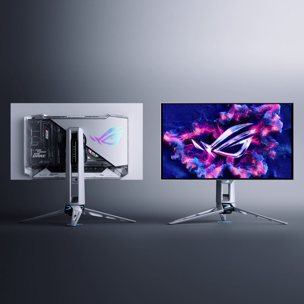 L'Asus ROG Swift OLED PG27AQWP-W adopte un dos semi transparent. ©Asus