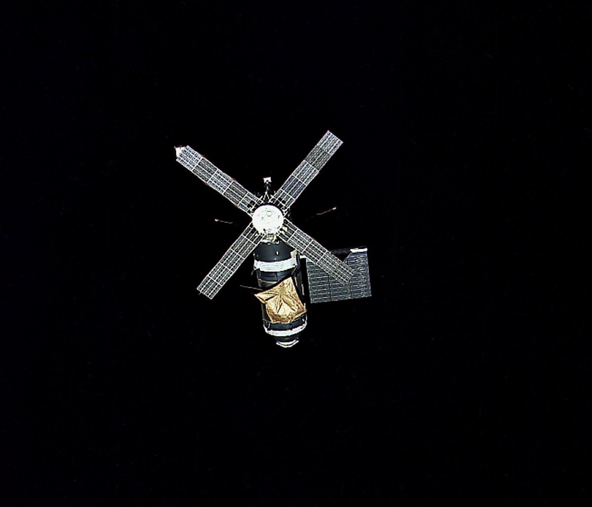 La station américaine Skylab, prise en photo par un équipage s'approchant pour l'amarrage. Crédits NASA