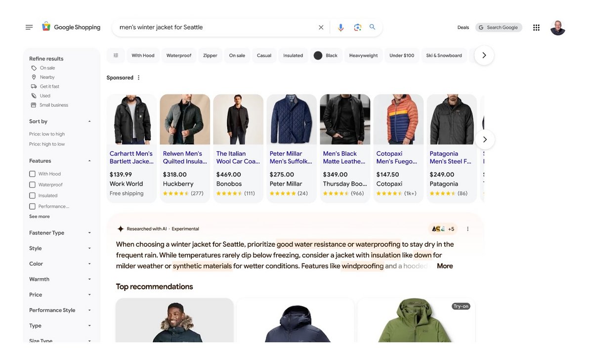 Gemini arrive sur Google Shopping US © Google