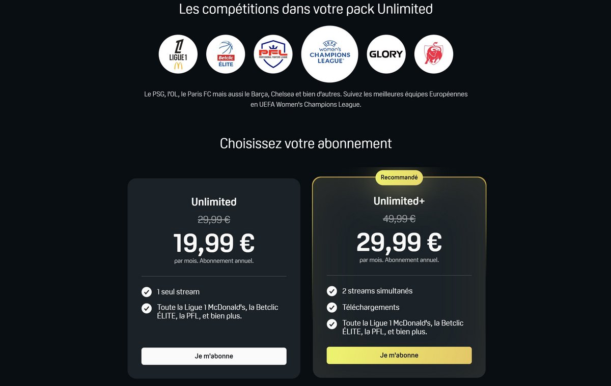 Capture d'écran des deux abonnements DAZN © Matthieu Legouge