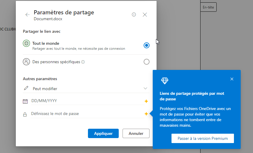 OneDrive - Gestion des autorisations