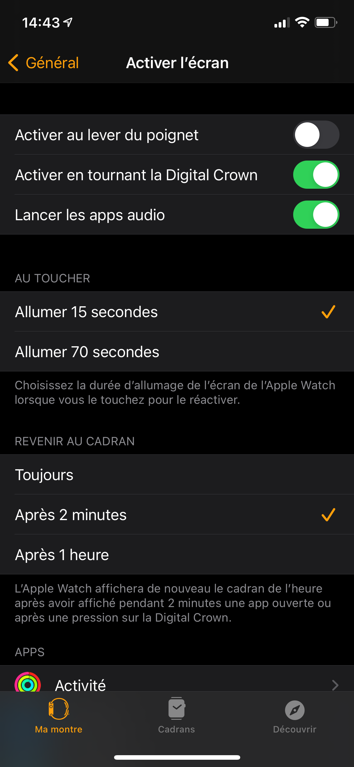 Apple Watch Ecran