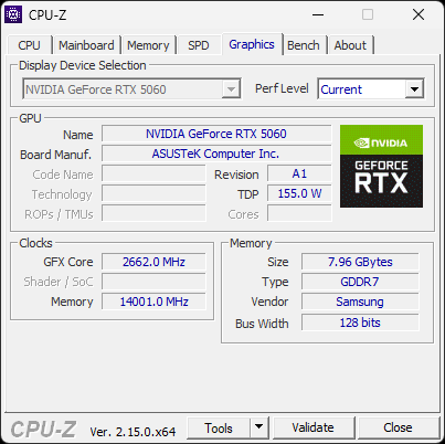 ASUS TUF Gaming GeForce RTX 5060 OC