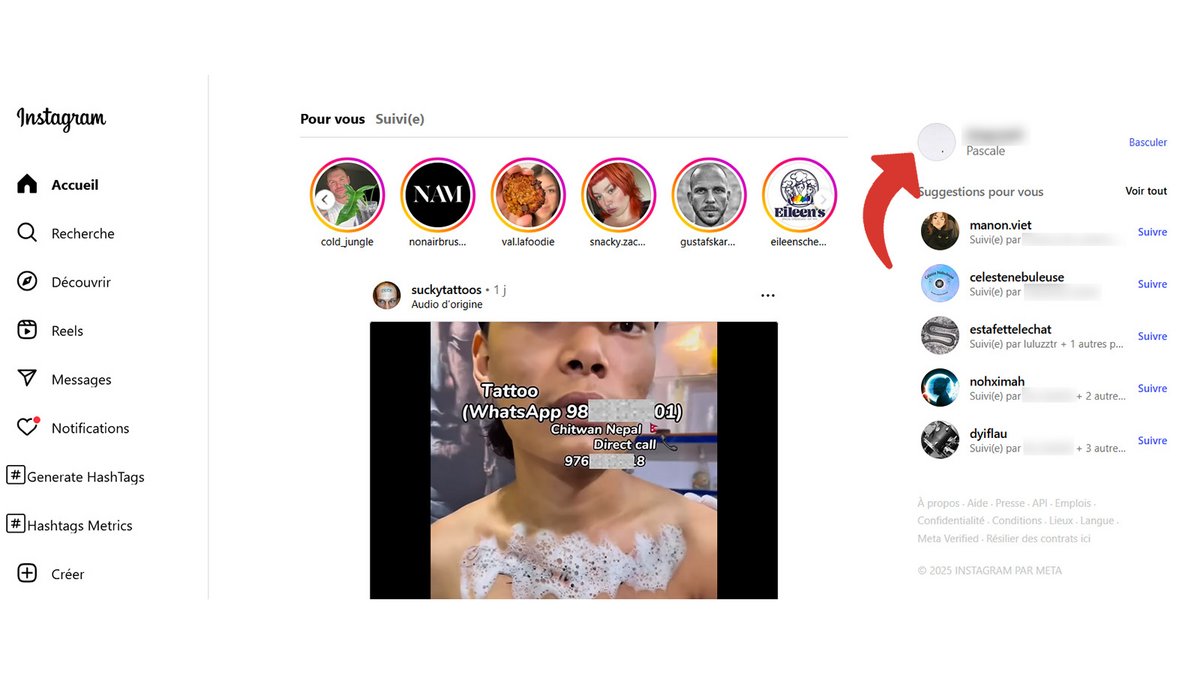 Cliquez sur votre photo de profil Instagram © Pascale Duc pour Clubic