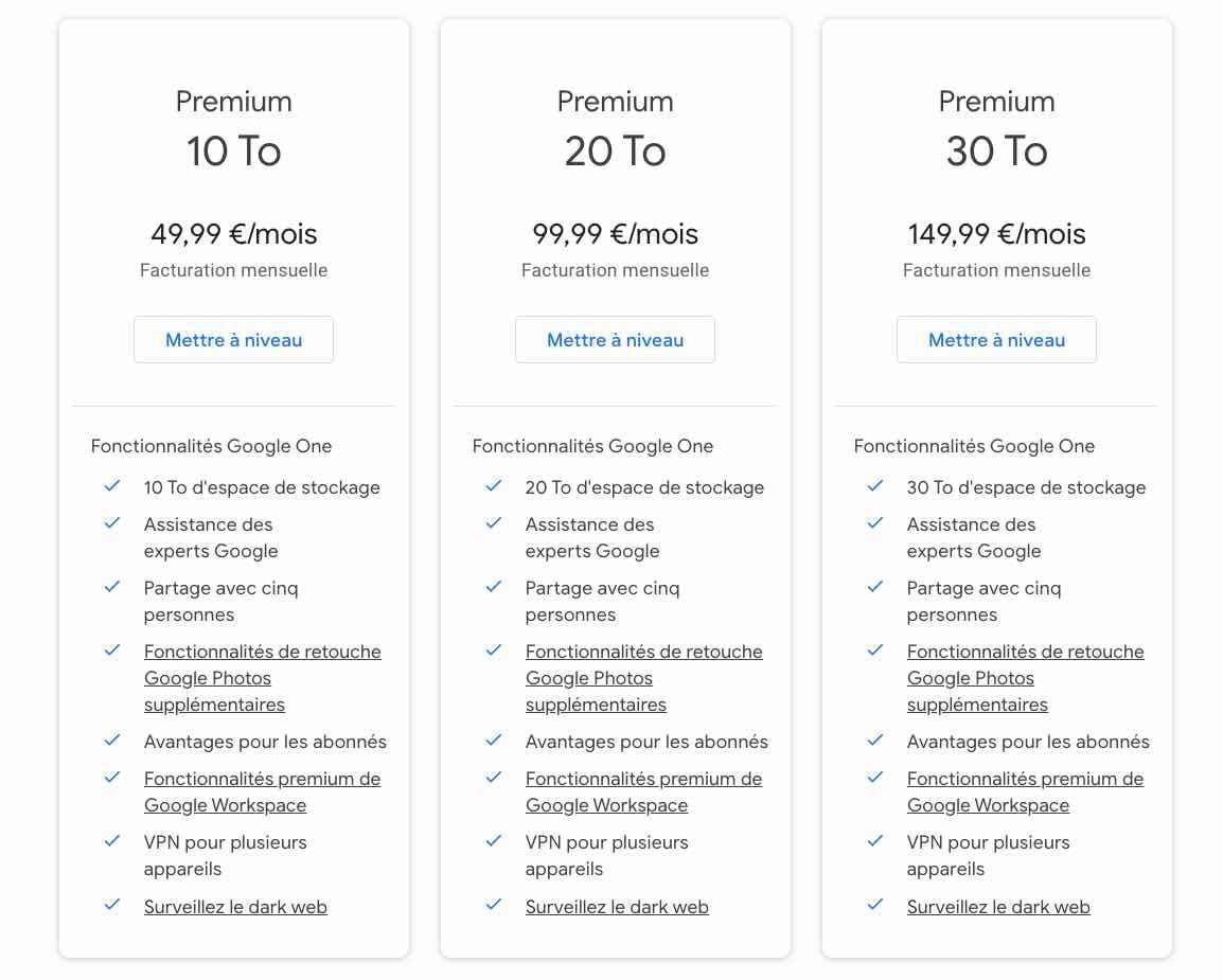 Google Drive - Offres supplémentaires au-delà de 2 To - @ Google