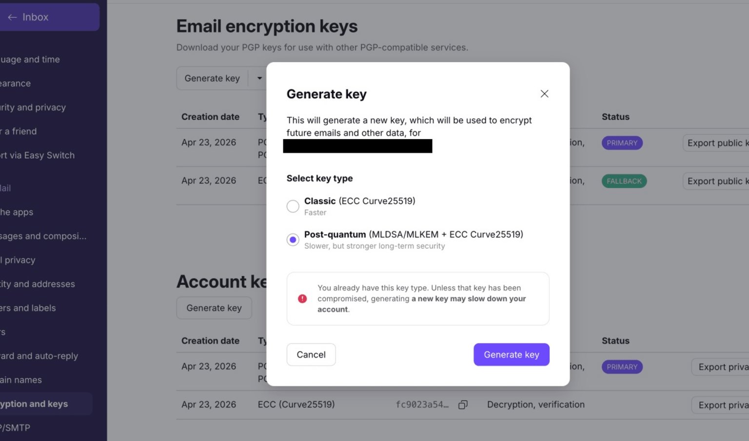 Proton Mail post quantique
