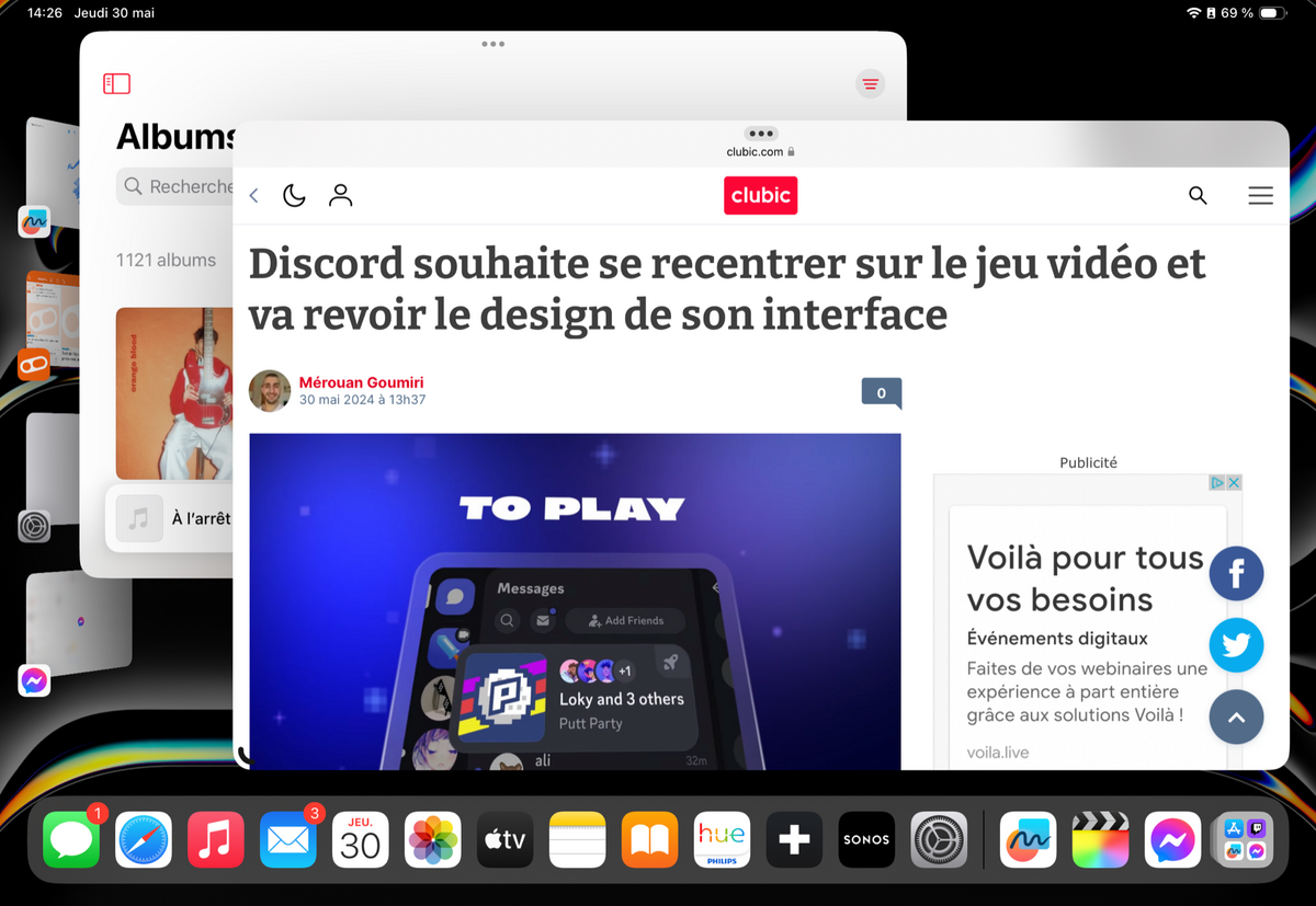 Stage Manager se rapproche davantage de macOS, mais manque encore de souplesse © Mathieu Grumiaux pour Clubic