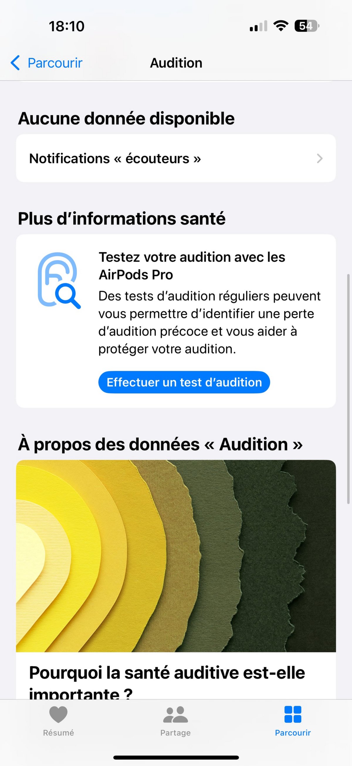 Test audition AirPods Pro 2 App Santé