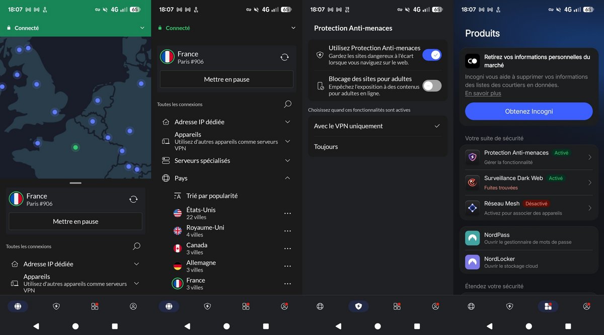 NordVPN - L'application Android. © Clubic