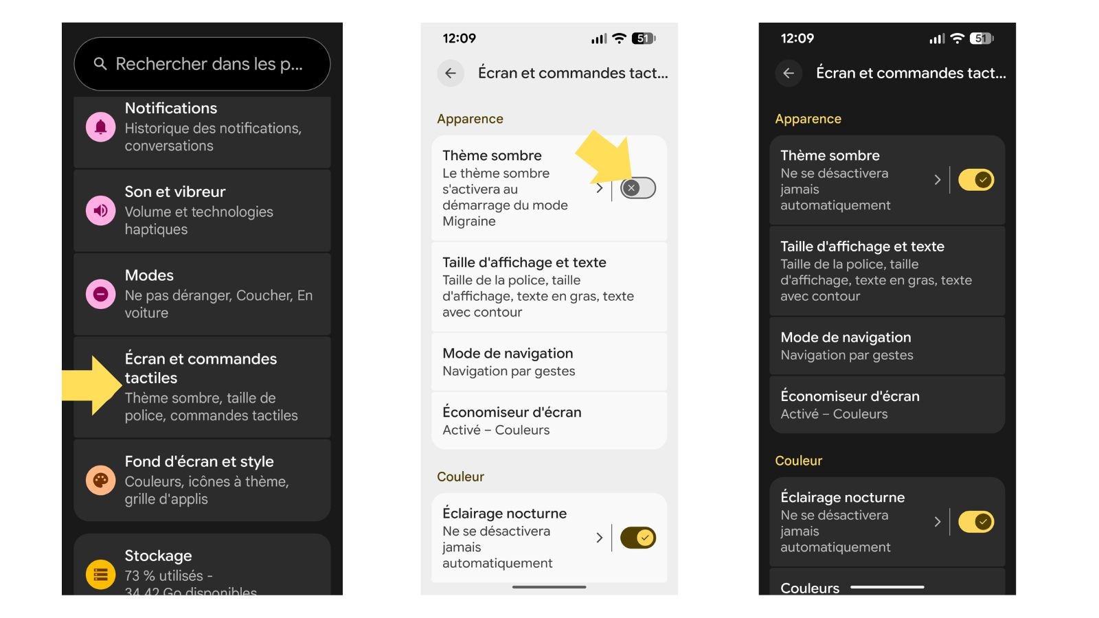 Passez en mode sombre. ©Google