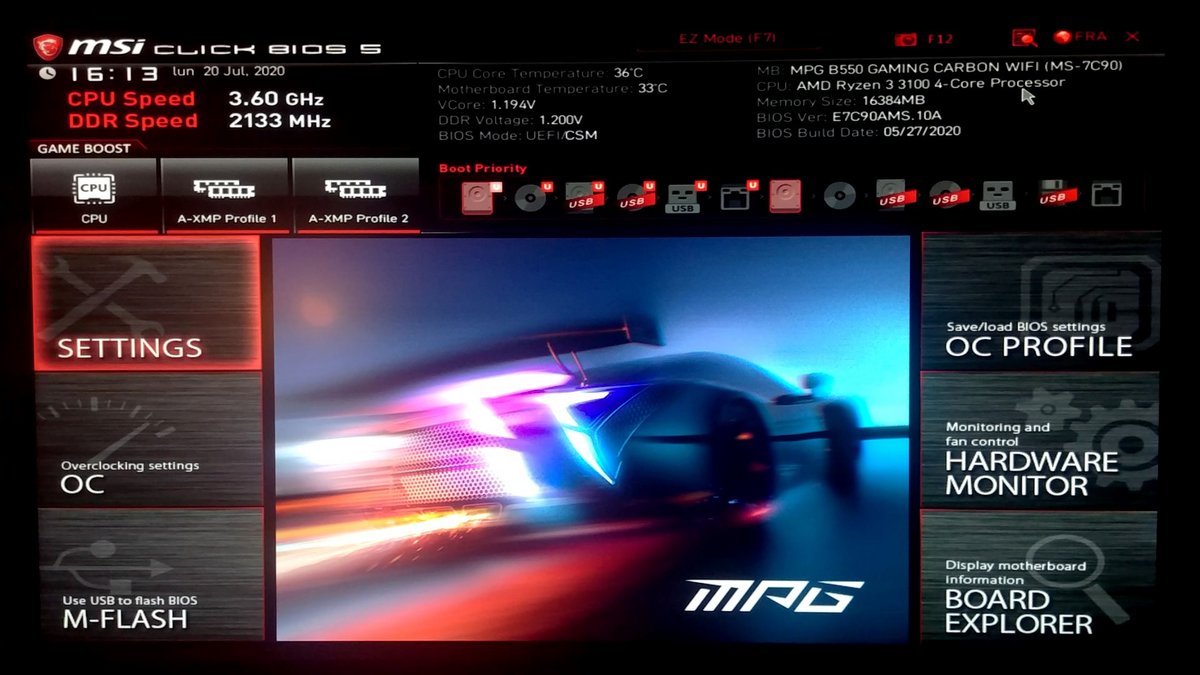 L'interface du BIOS UEFI signé MSI ne change pas, mais reste très agréable à utiliser