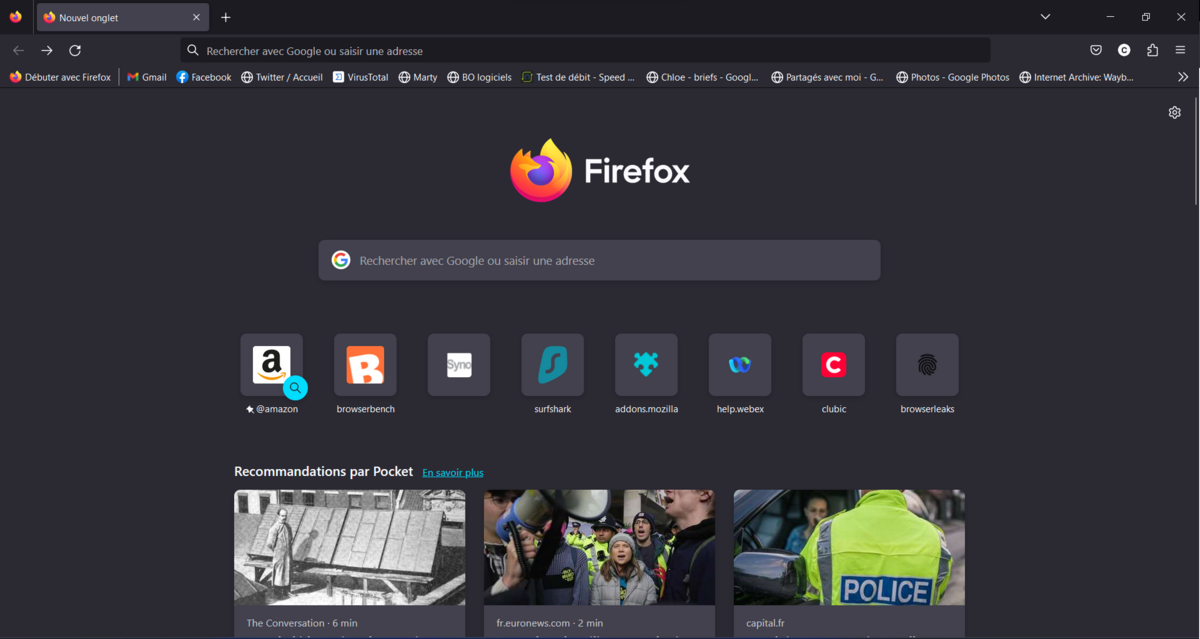 Mozilla Firefox - La page d'accueil d'un nouvel onglet