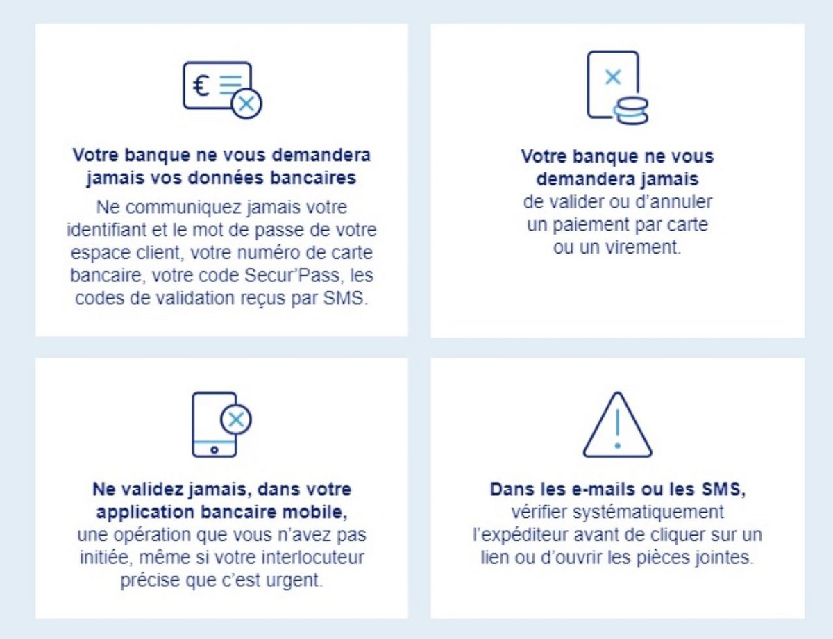 Certaines banques vous donnent de précieux conseils pour éviter les arnaques © Capture d'écran de Mélina Loupia pour Clubic