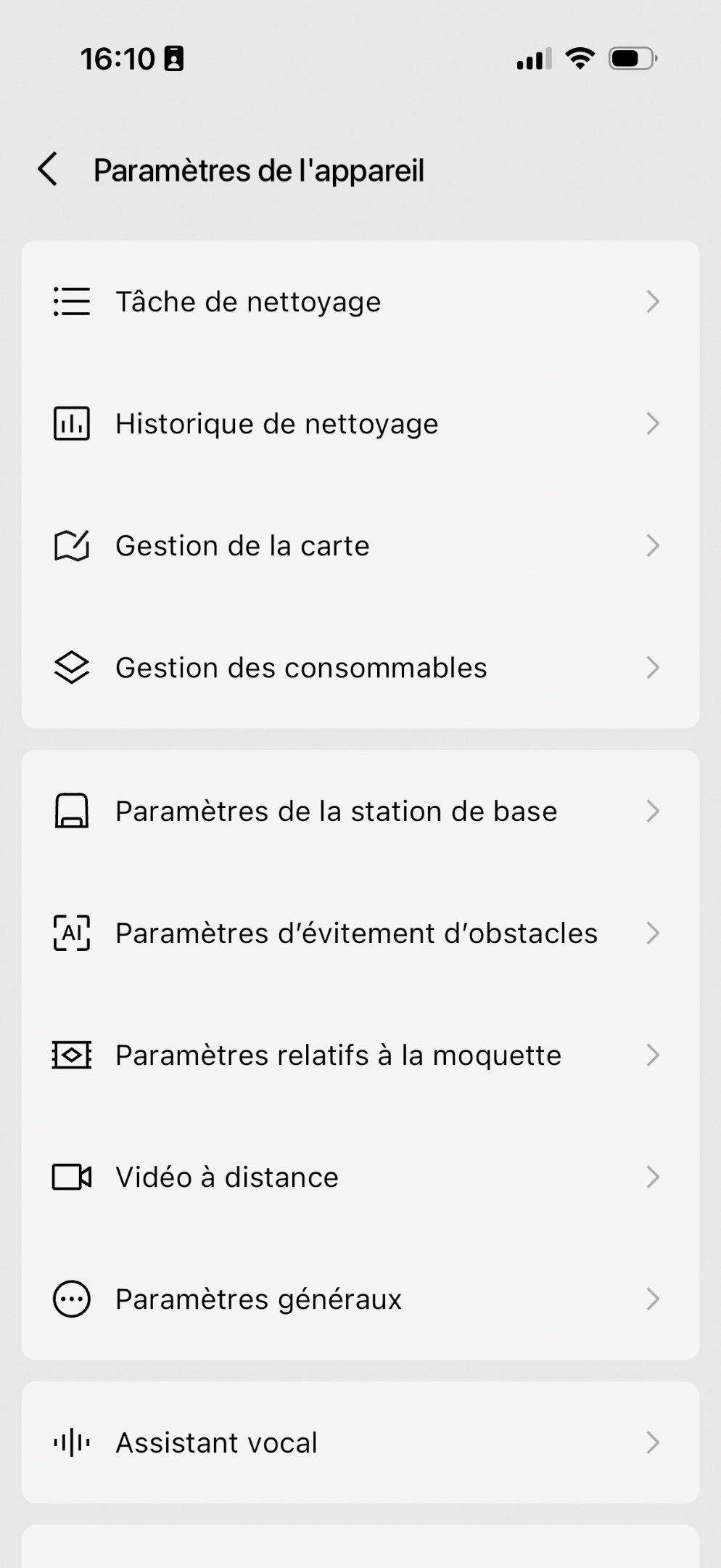 DJI Romo Paramètres