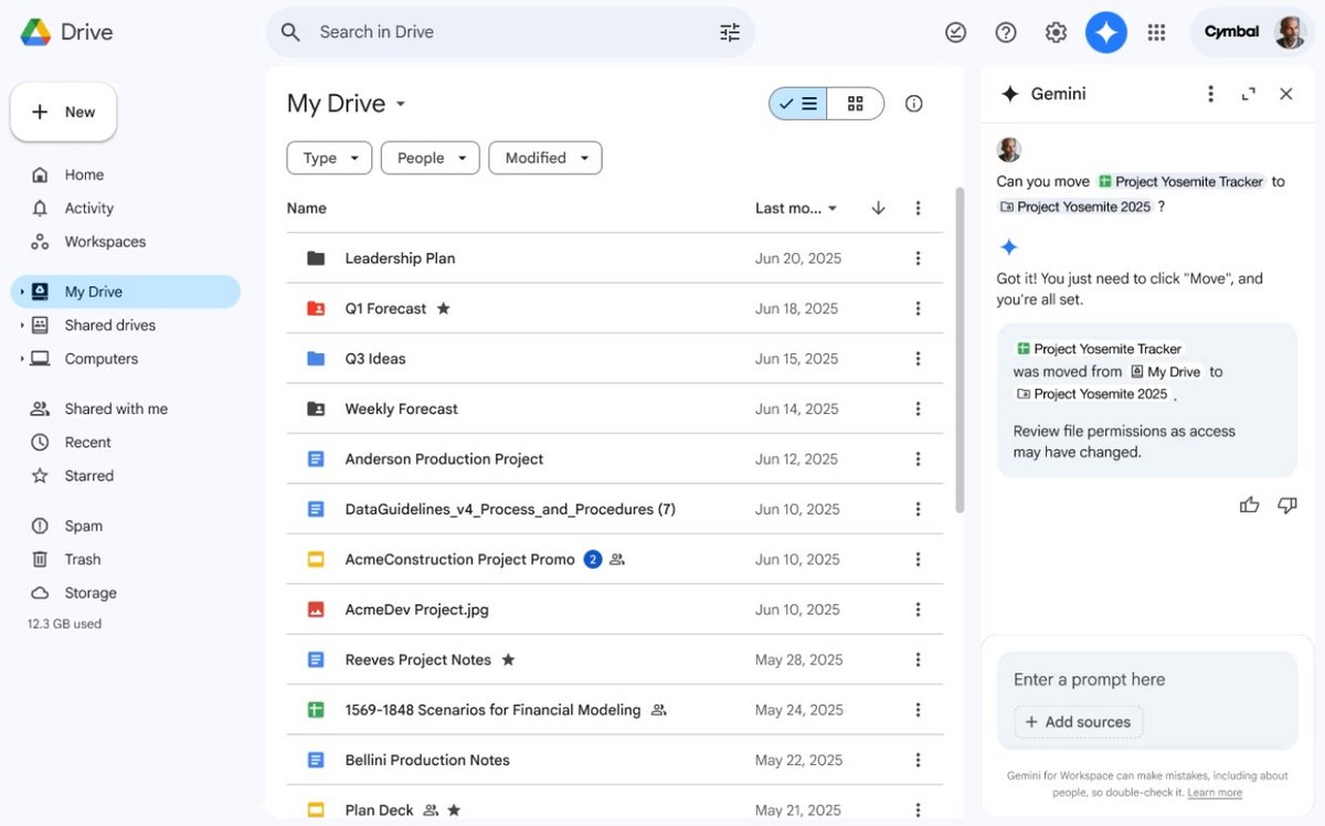 Organisez vos dossiers avec l'aide de Gemini dans Google Drive. ©Google