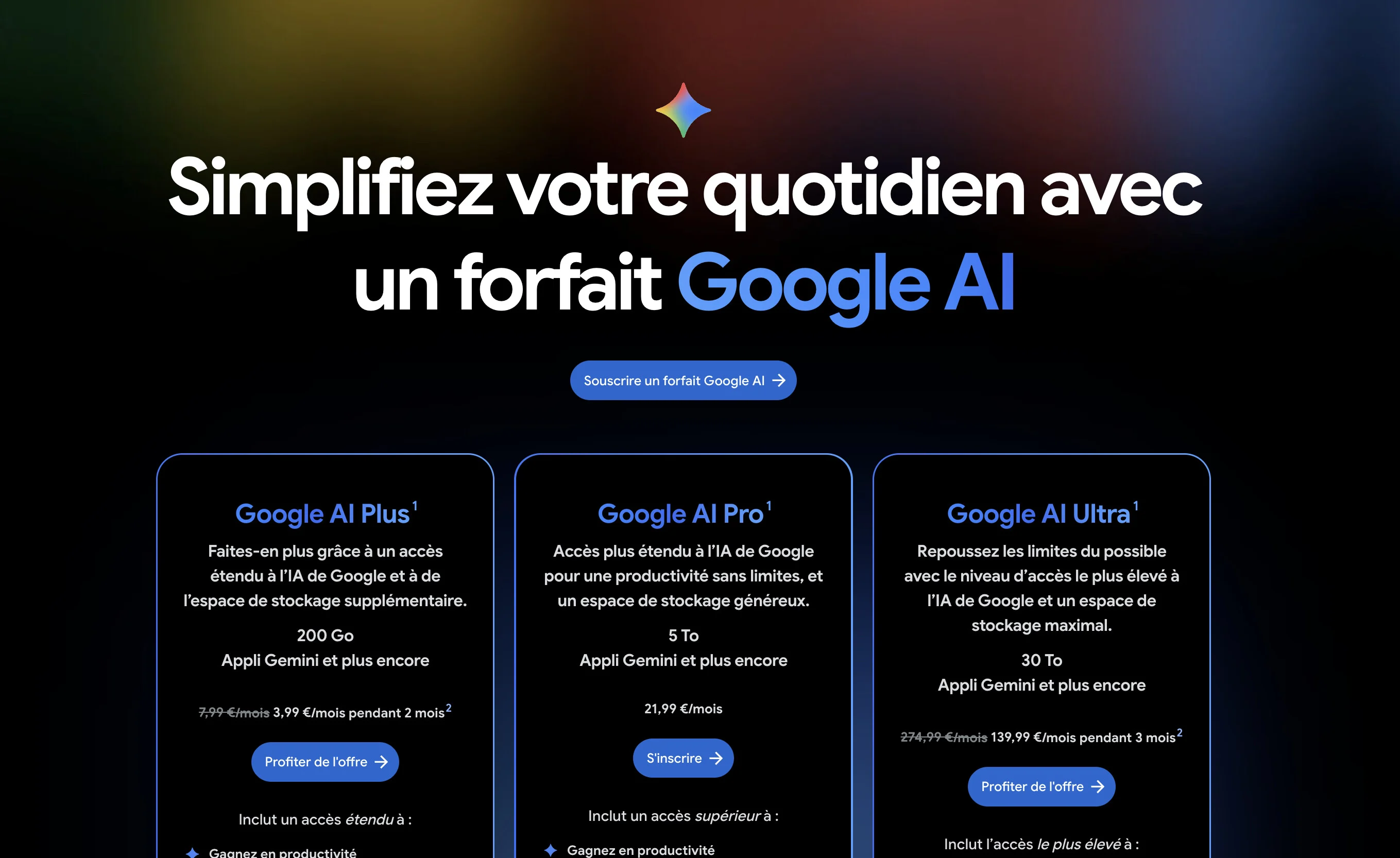 Seul l'abonnement Pro voit sa capacité augmentée. ©Google
