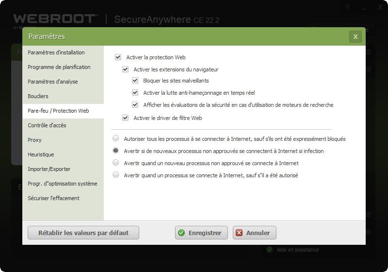 Webroot - Le pare feu