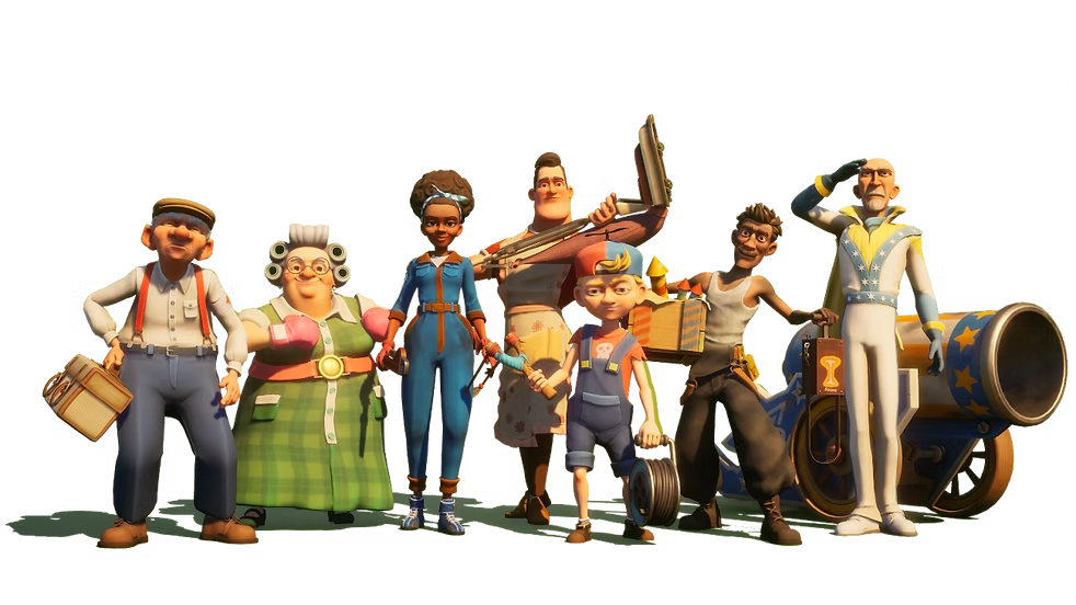 Les personnages jouables de Neighbors: Suburban Warfare, chacun avec un rôle unique pour renforcer l'esprit d'équipe pendant les batailles de voisinage. - © Neighbors: Suburban Warfare