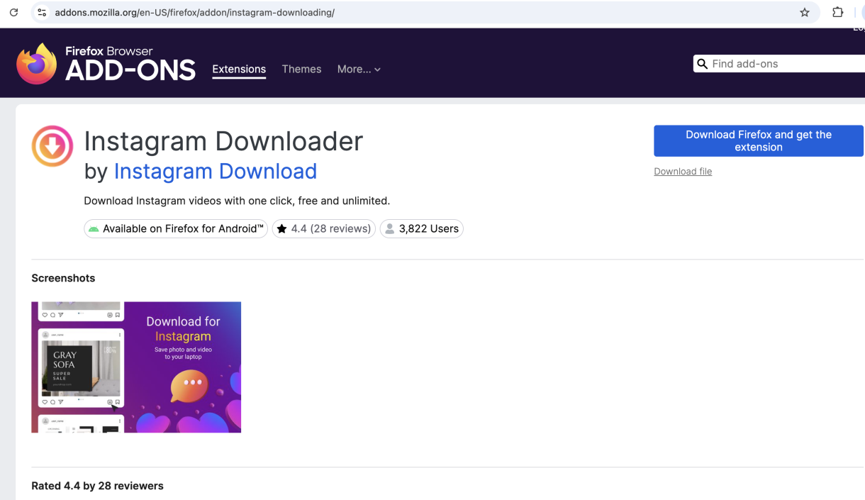 Exemple d'extension Firefox malveillante rattachée à GhostPoster. © LayerX