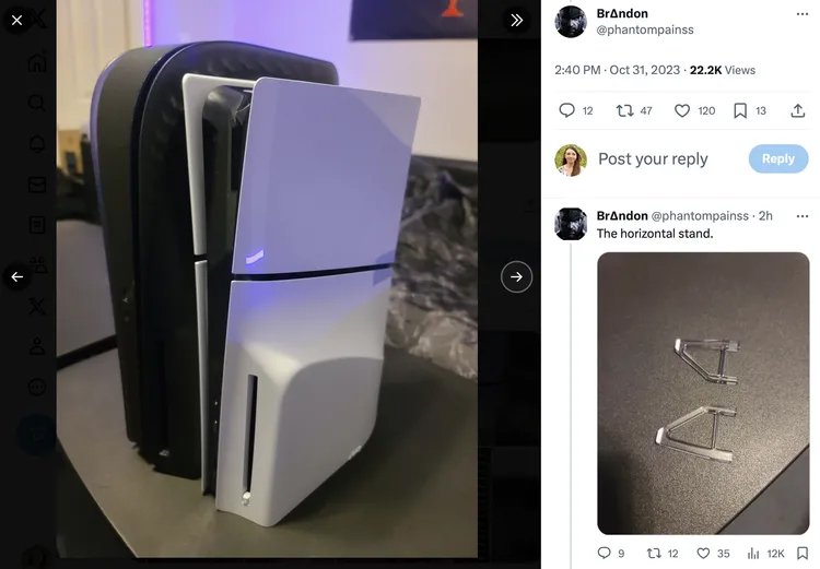 La PS5 Slim et la PS5 de 2020 côte à côté (de profil) © phantompainss via X