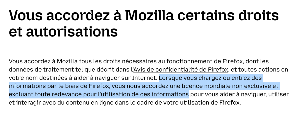 Mozilla - Politique de confidentialité