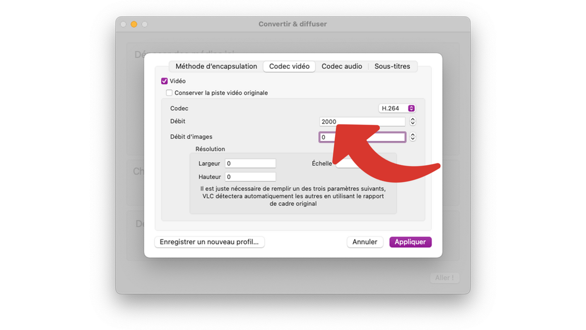 Saisir le débit pour le codec vidéo © Clubic