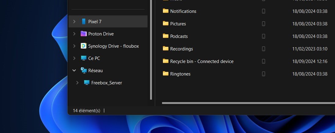 L'Explorateur permet enfin d'accéder au contenu des appareils Android liés à Windows 11 © Clubic