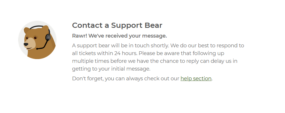 Tunnelbear - support