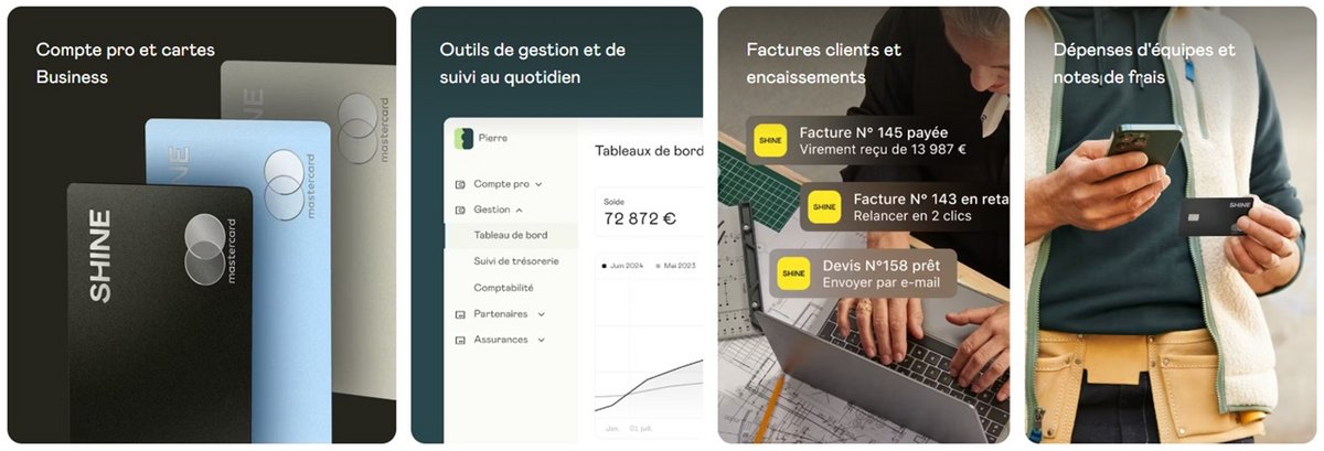 Présentation de la banque en ligne professionnelle - Capture d'écran ©Shine /Mélina Loupia pour Clubic