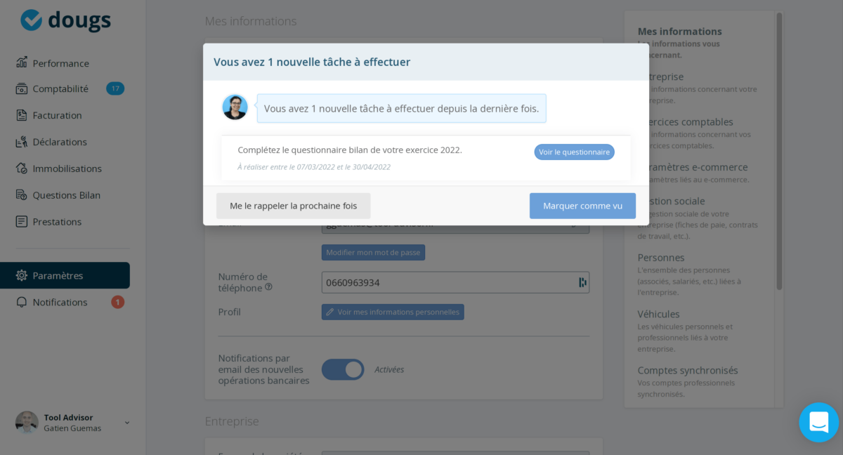 Dougs se charger de vous rappeler de remplir toutes vos déclarations fiscales et sociales - © Dougs