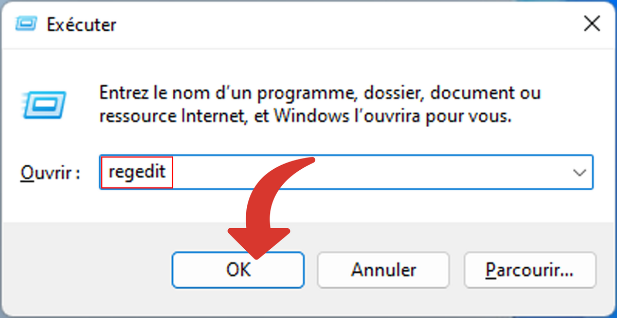 La commande à taper avant d'appuyer sur "OK" © Clubic