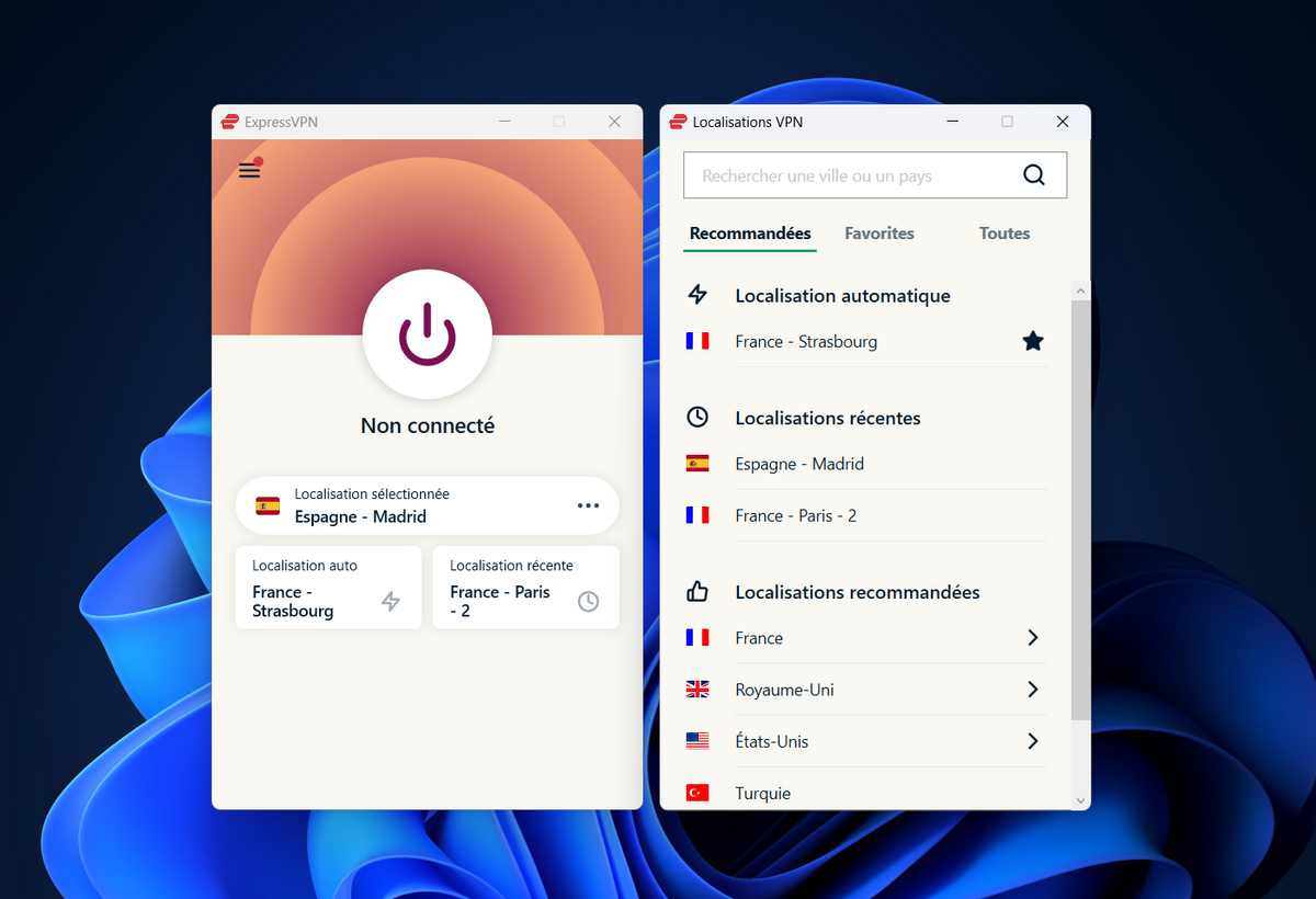 ExpressVPN - Connectez-vous à une localisation. © Clubic