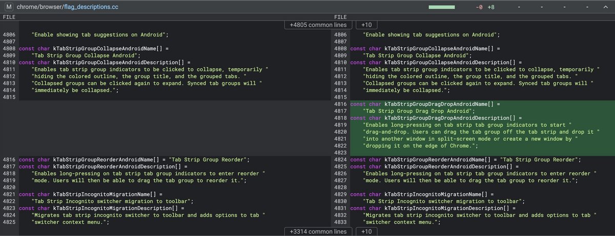 Une option de glisser-déposer pour les groupes d'onglets dans les tuyaux © Chromium