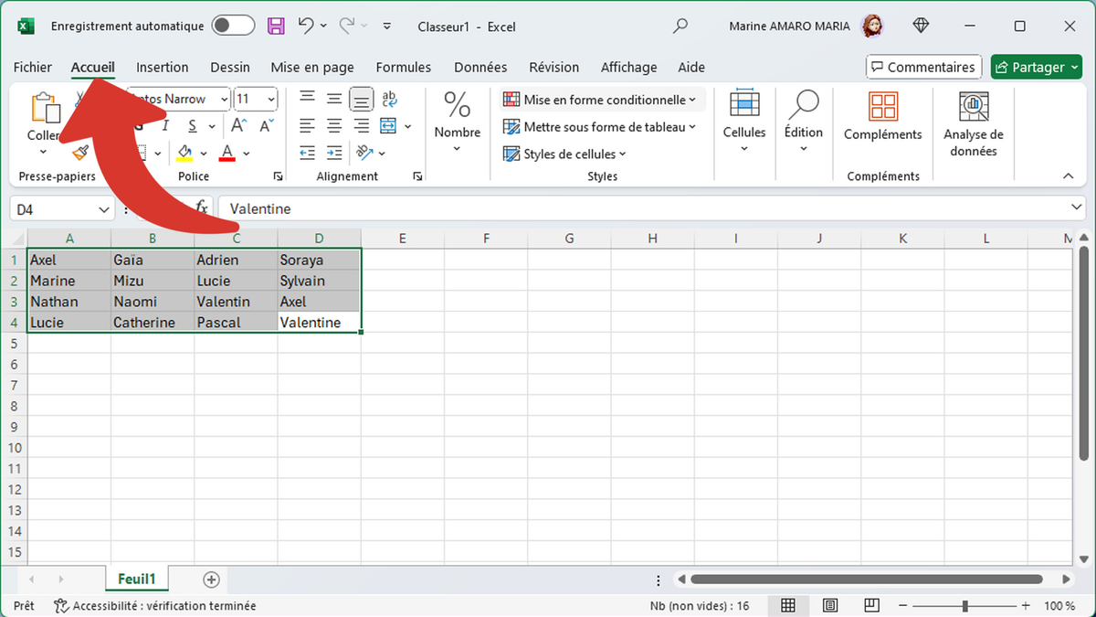 Aller au menu Accueil dans Excel © Clubic