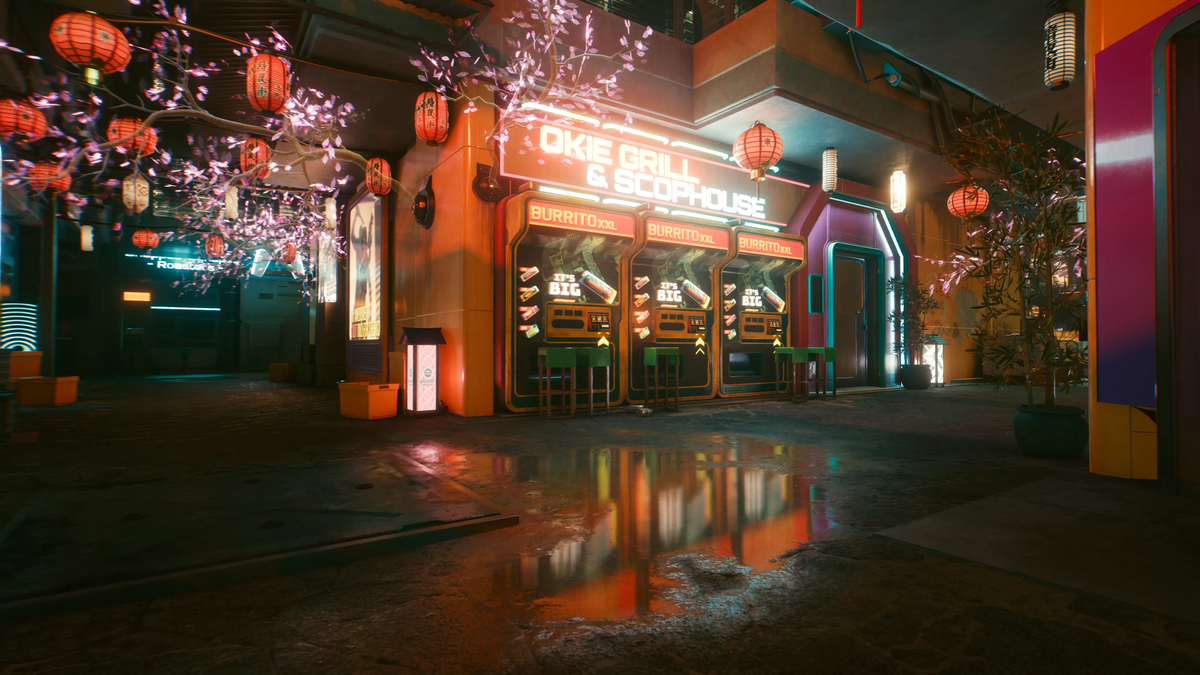 Exemple sur Cyberpunk 2077 : le ray tracing est actif sur l'image de gauche © NVIDIA