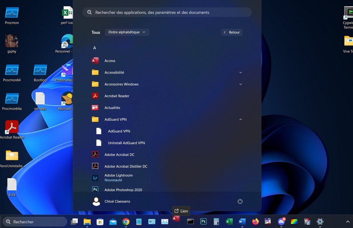 On peut enfin épingler des applications à la taskbar depuis le menu Démarrer, la liste des applications installées et la barre de recherche sur Windows 11 © Clubic