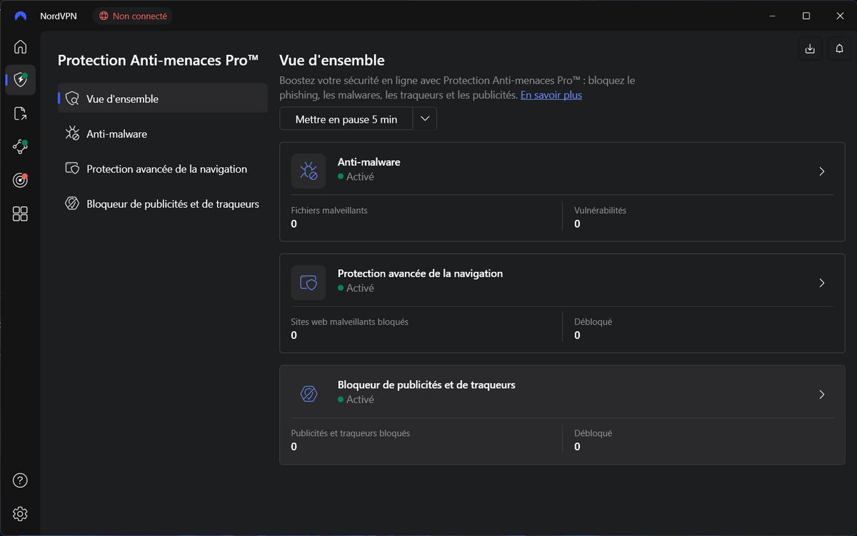 NordVPN - La protection Anti-menaces Pro. © Clubic